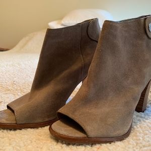 Modern Coach Labelle Suede Peep-Toe Booties 7